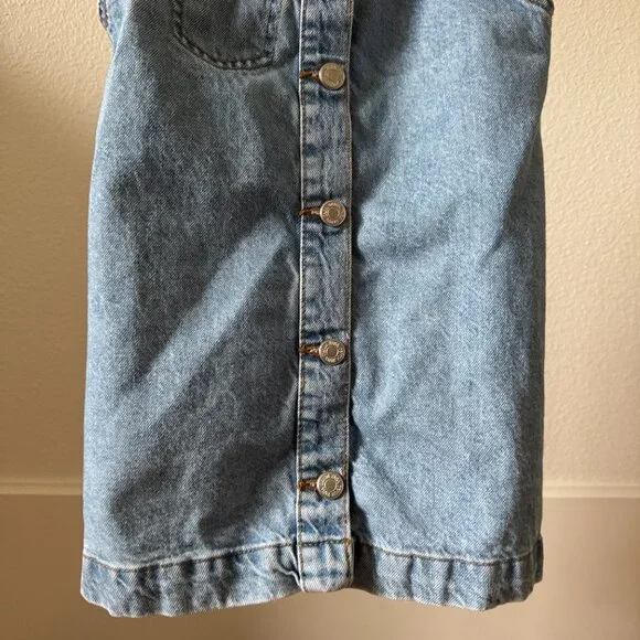 ZARA Girls Denim Overall Dress Light Wash Size 8 Pinafore Jumper Classic Button - Picture 6 of 15